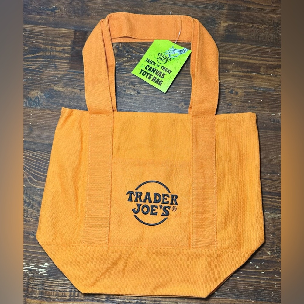 Trader‎ Joes Mini Canvas Tote Bag Limited Edition New with Tags Orange Halloween